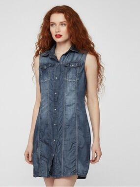 Carreli Jeans Sleeveless Denim Shirt Dress Size 8